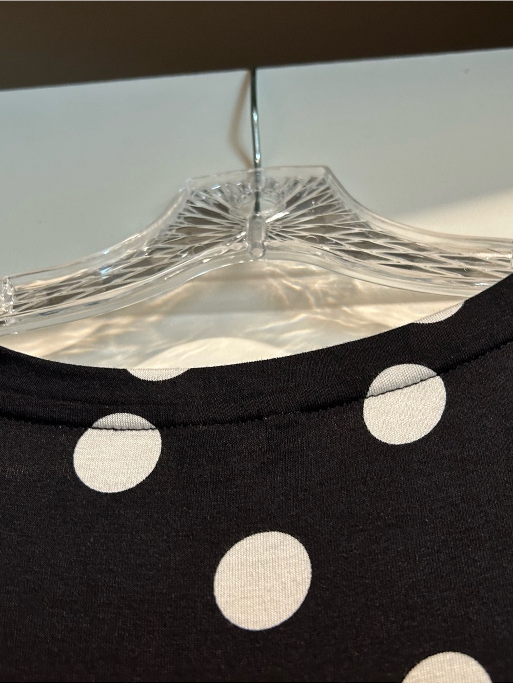 Cato Black Polka Dot Scoop Neck Tee with White Dots - Picture 4 of 9